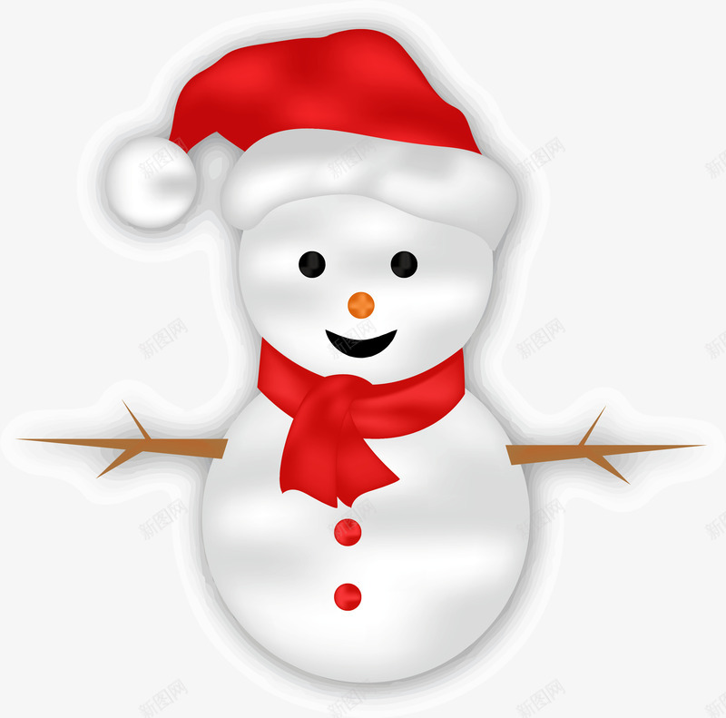 卡通圣诞雪人矢量图ai免抠素材_88icon https://88icon.com 免抠图 圣诞帽 扁平化 矢量图案 简约树枝 红色围巾 矢量图