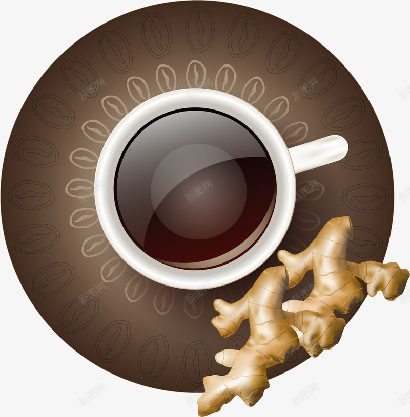 一杯姜茶广告矢量图ai免抠素材_88icon https://88icon.com 下午茶 深色碟子 生姜红茶 茶具 茶杯 茶饮 饮品 矢量图