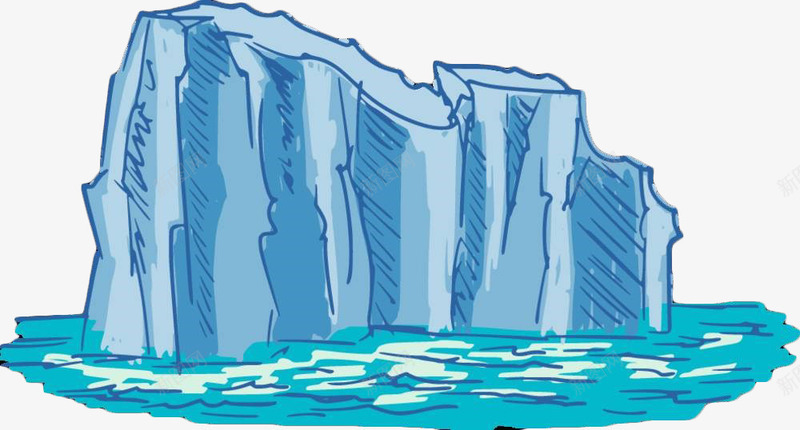 手绘海上冰山png免抠素材_88icon https://88icon.com 冰山 冰山一角 大海 手绘 模型 浮冰 海面 自然景观 蓝色