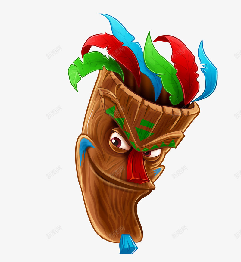 木质印第安人面具png免抠素材_88icon https://88icon.com 卡通 印第安人 彩色 木质 面具