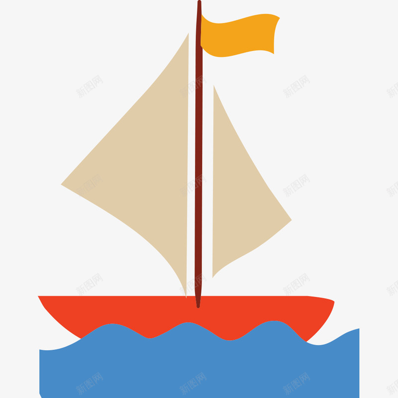 卡通帆船水上游png免抠素材_88icon https://88icon.com 出行 卡通 帆船 水上游
