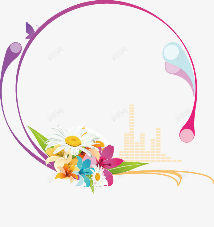 时尚花朵花纹装饰矢量图ai免抠素材_88icon https://88icon.com 动感 水滴 潮流元素 百合花 矢量图 纹蝴蝶 线条 花卉 花纹 花蕾 蝴蝶 雏菊