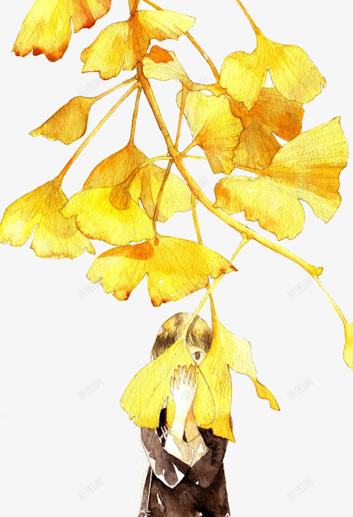 唯美手绘插画png免抠素材_88icon https://88icon.com 唯美 女生 小清新 手绘 插画 水彩