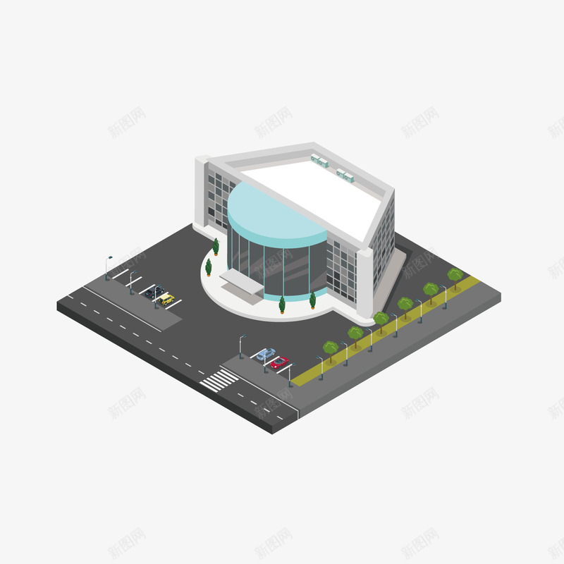 圆形创意建筑png免抠素材_88icon https://88icon.com 创意 圆形 大树 建筑 扁平化 渐变 立体 绿色