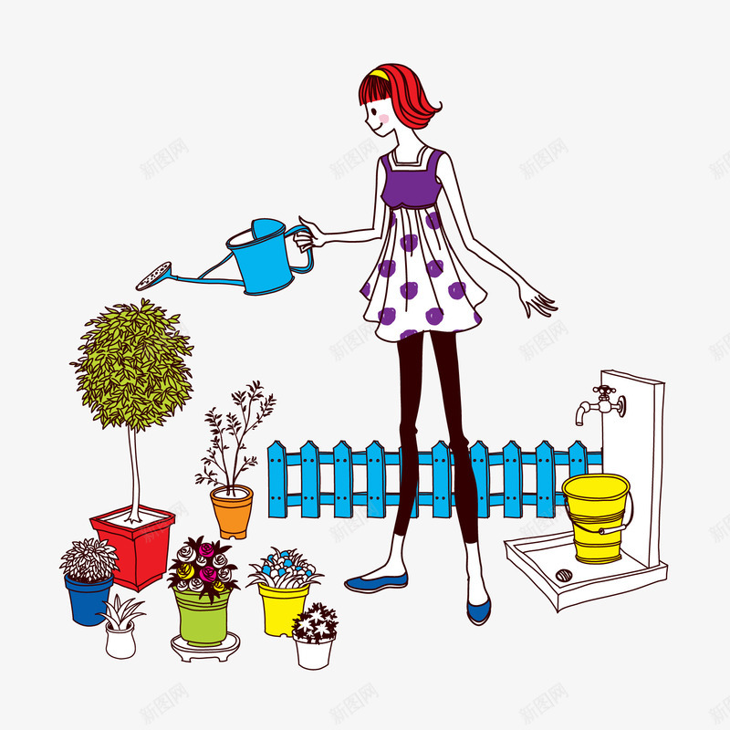 韩国手绘时尚女性生活卡通浇花png免抠素材_88icon https://88icon.com 卡通 手绘 时尚女性 浇花 生活 韩国