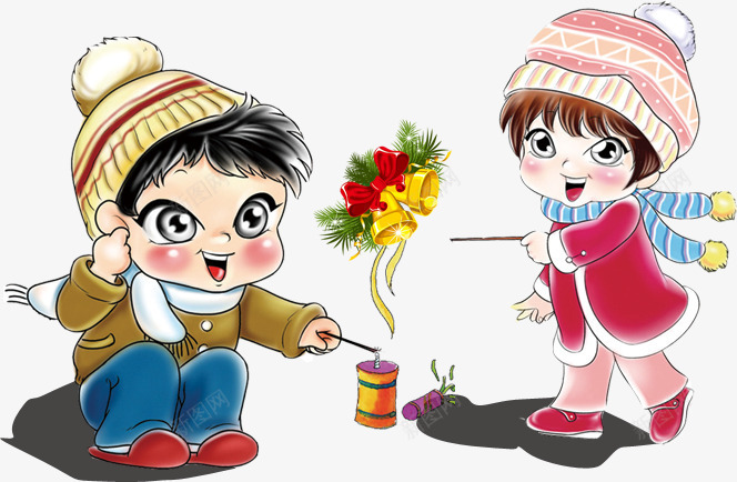 放鞭炮的小孩png免抠素材_88icon https://88icon.com 冬季 卡通 可爱 节日