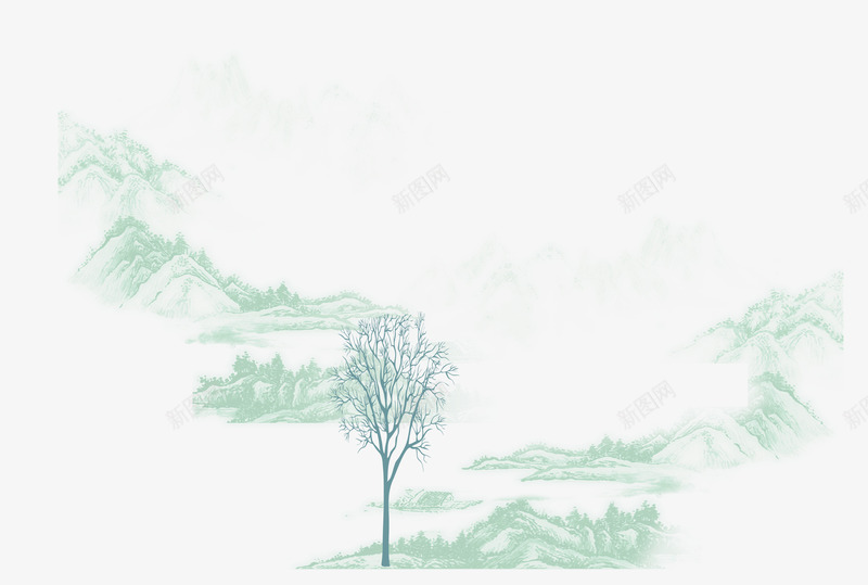 冬日山水小树背景png免抠素材_88icon https://88icon.com 中国山水 冬季题材 海报素材