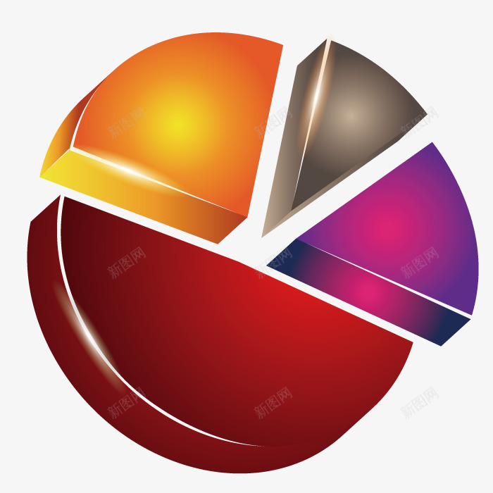 艺术扇形统计图png免抠素材_88icon https://88icon.com 3d物体 信息 展示 数据 模型