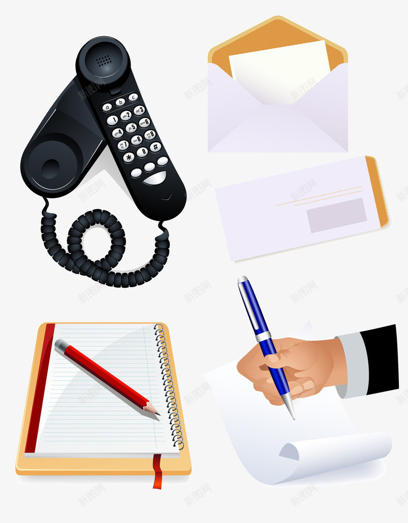 日常用品合集矢量图eps免抠素材_88icon https://88icon.com 信封 免抠 学习用品 电话 笔记本 素材 钢笔 矢量图