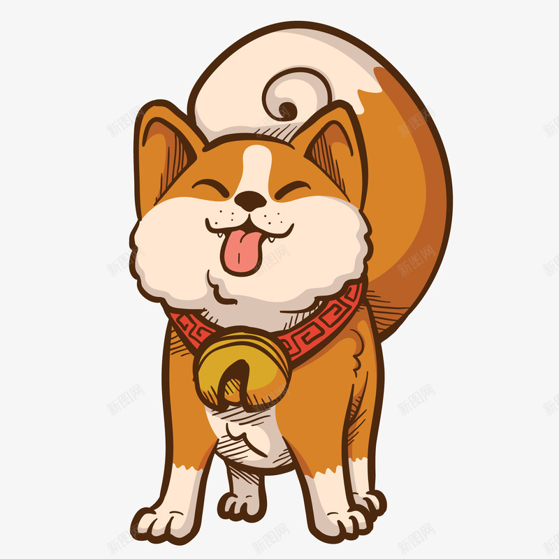 手绘2018卡通狗矢量图ai免抠素材_88icon https://88icon.com 动物设计 卡通 大头狗狗 小狗 彩绘 手绘 春节 狗年 矢量图