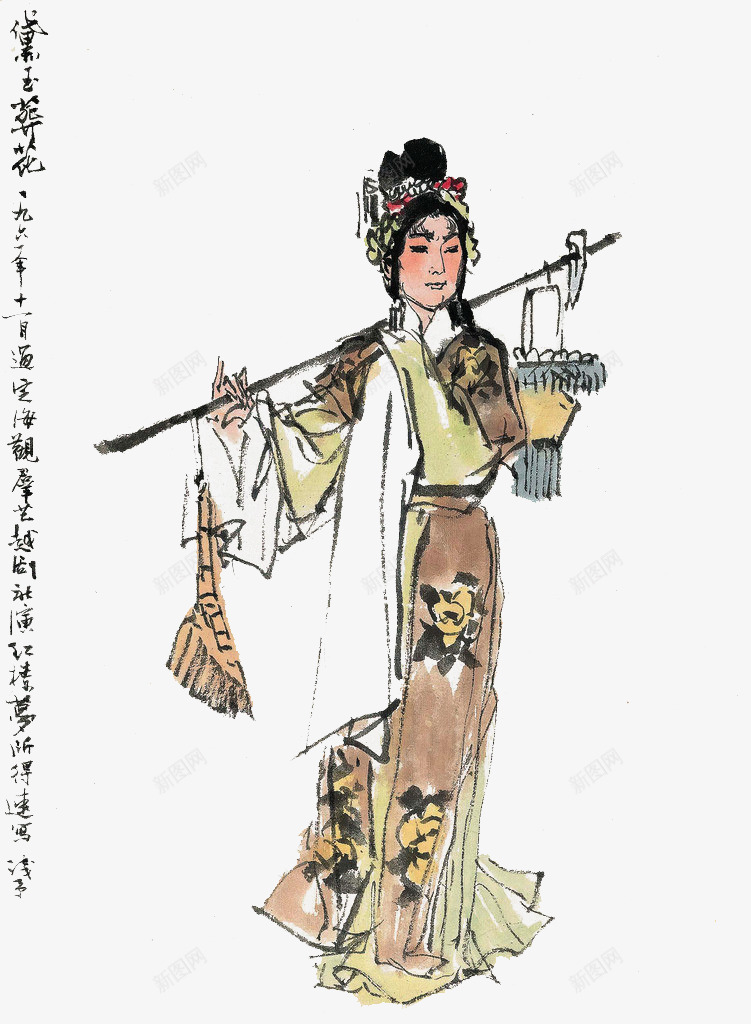 国画红楼黛玉葬花png免抠素材_88icon https://88icon.com 京剧人物 人物速写 叶浅予 国画 民族风情 绘画书法 速写 风情 黛玉葬花