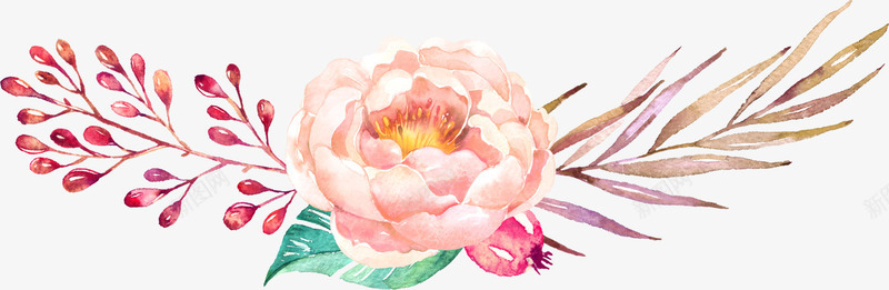 卡通手绘粉色鲜花透明png免抠素材_88icon https://88icon.com 创意 动漫动画 卡通手绘 粉色的鲜花 绿叶 美丽的花朵