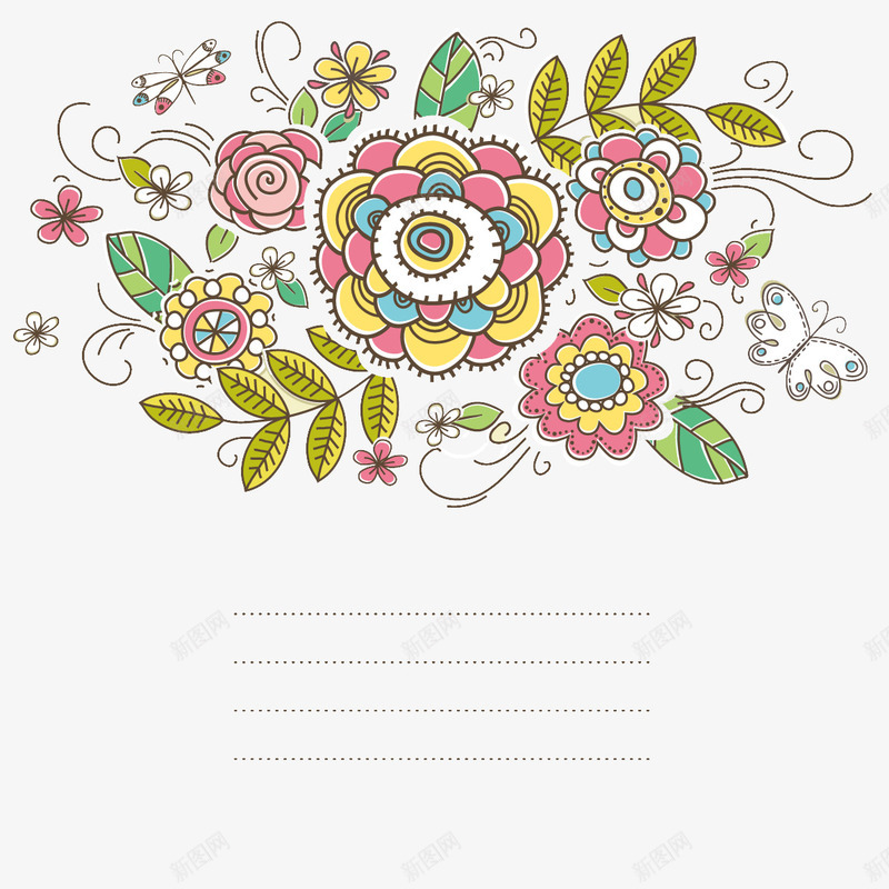 美丽底纹花朵矢量图eps免抠素材_88icon https://88icon.com 创意 卡片设计 底纹 彩色 欧式花圈 矢量素材 花朵 矢量图