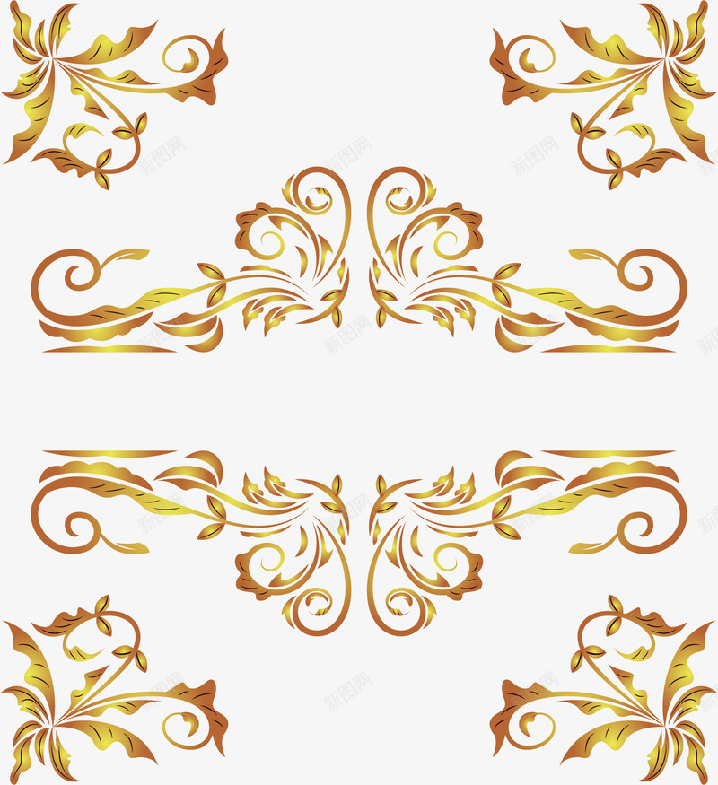典雅金色欧式花藤png免抠素材_88icon https://88icon.com 新年标题框 标题框 欧式花藤 矢量素材 金色花藤
