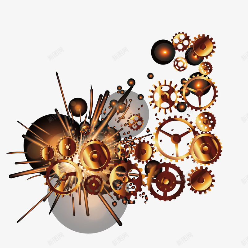 金色齿轮矢量图ai免抠素材_88icon https://88icon.com 金光 金色齿轮 齿轮 矢量图