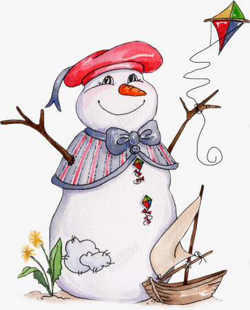 手绘卡通可爱小雪人png免抠素材_88icon https://88icon.com 卡通可爱 卡通插画 卡通雪人 可爱卡通 风筝