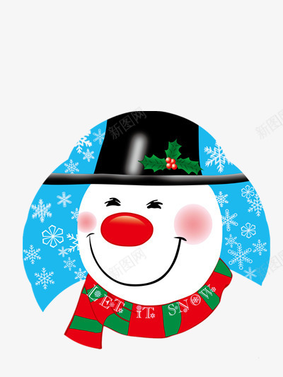 蓝色打底礼帽雪人png免抠素材_88icon https://88icon.com 小雪人 微笑 蓝色背景 黑色礼帽