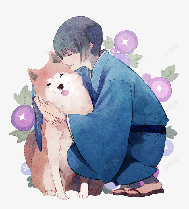 手绘人和狗png免抠素材_88icon https://88icon.com 人 手绘 日系 狗