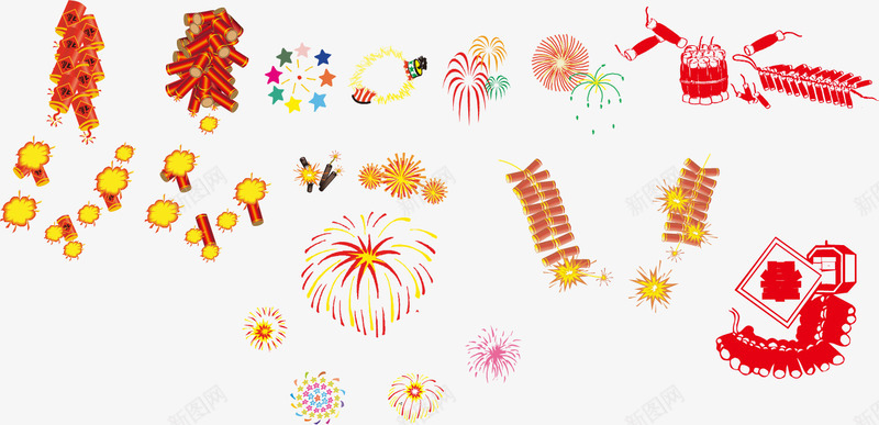 春节鞭炮烟花矢量图ai免抠素材_88icon https://88icon.com 新年 春节 烟花 爆竹 过年 鞭炮 矢量图