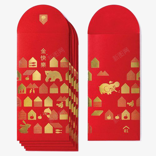 新年红包png免抠素材_88icon https://88icon.com 中国年 抢红包 新年元素 纸质红包 除夕