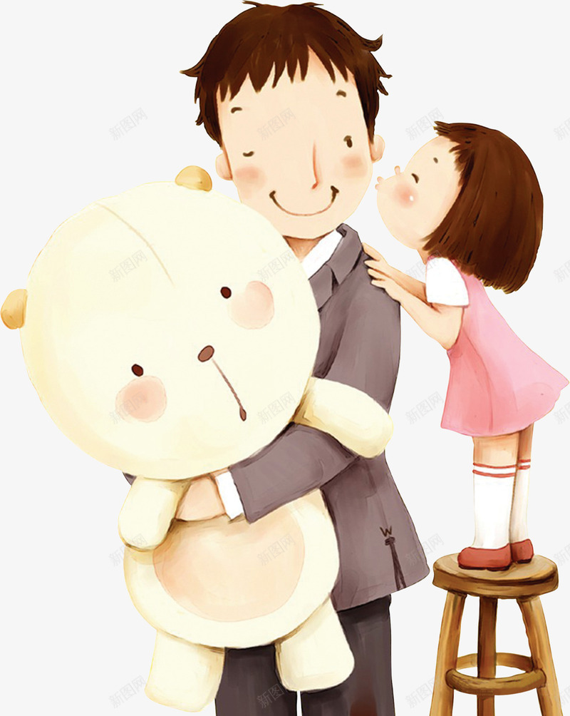 站在凳子上亲吻父亲的卡通女孩png免抠素材_88icon https://88icon.com day fathers 亲吻父亲 卡通女孩 感恩父亲节 父亲 父亲节 父亲节卡通 父亲节快乐 父亲节漫画 爸爸和女儿 爸爸的节日 站在凳子