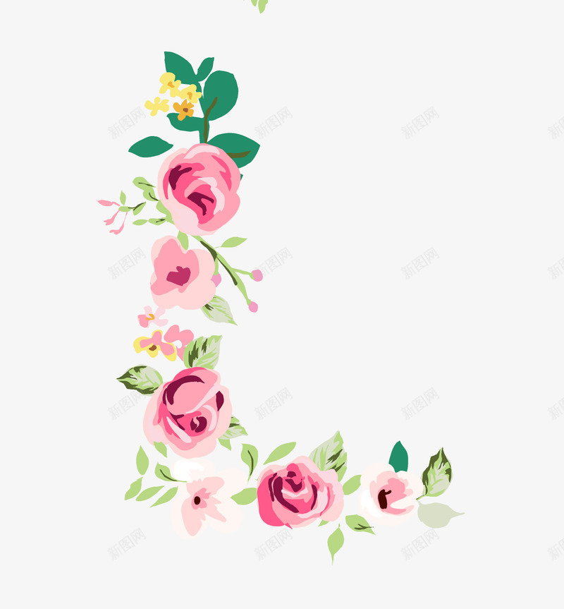卡通手绘花卉字母Lpng免抠素材_88icon https://88icon.com 创意 动漫动画 卡通手绘 绿叶 美丽的花朵 花卉字母L