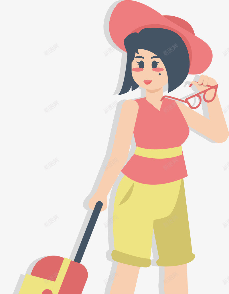 一个人的毕业旅行png免抠素材_88icon https://88icon.com 准备出游 拉着行李箱 毕业旅行 矢量png 行李箱 轻装上阵