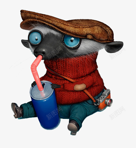 喝可乐的动物png免抠素材_88icon https://88icon.com 动物插图 喝可乐 老鼠图案