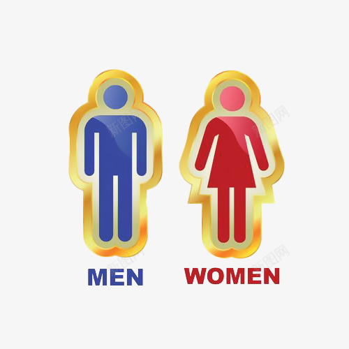 卡通金边公共场所性别男女标志免png免抠素材_88icon https://88icon.com 公共场所 卡通金边公共场所性别男女标志免抠免费下载 卫生间 厕所 女人 女性 性别女 性别男 标志 男人 男性 符号 金边