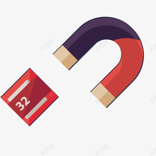 磁铁手绘片png免抠素材_88icon https://88icon.com 卡通手绘 吸铁石 撞色拼接 磁铁矿