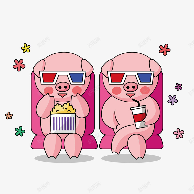 彩色手绘3D看电影元素矢量图ai免抠素材_88icon https://88icon.com 2019 3D 休闲 卡通插画 座位 彩色 手绘 椅子 花朵 矢量图