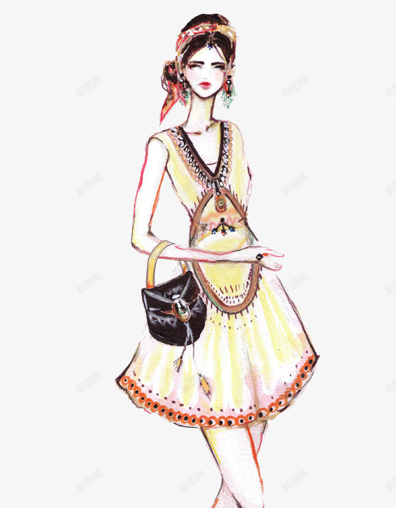 女装时装插画png免抠素材_88icon https://88icon.com 女装设计稿 手绘时装设计图 时尚人像水彩插画