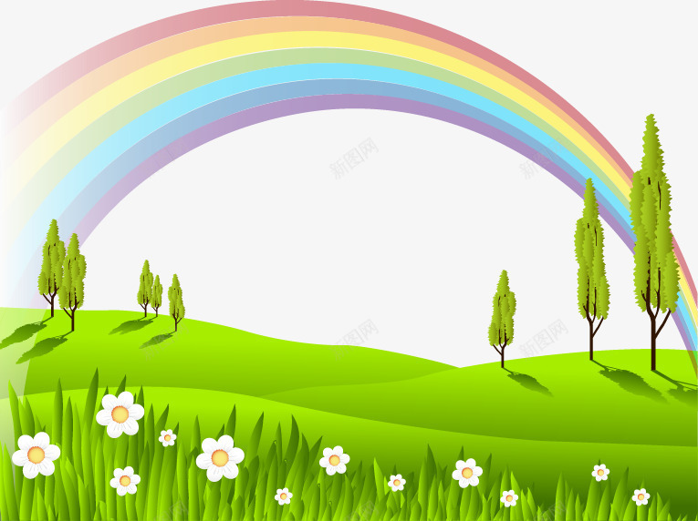 卡通清新春天彩虹草坪png免抠素材_88icon https://88icon.com 卡通 彩虹 春天 清新 草坪