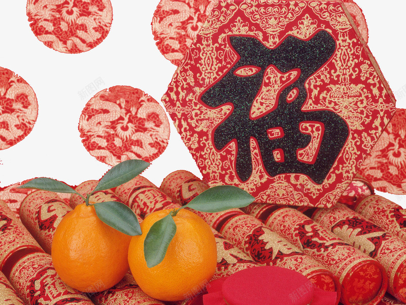 春节喜庆物品储备png免抠素材_88icon https://88icon.com 春联 橙 爆竹 福 过年 除夕