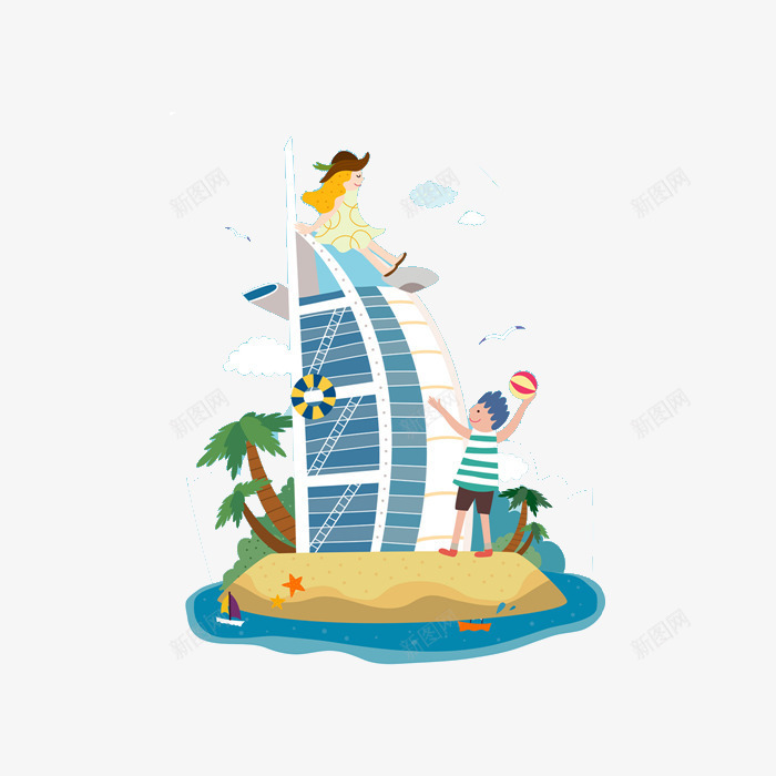 手绘帆船png免抠素材_88icon https://88icon.com 帆船 手绘 水里 航船