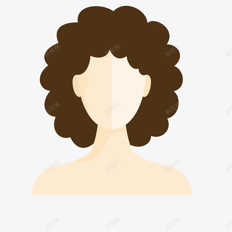 棕黑色女士卷发假发png免抠素材_88icon https://88icon.com 卡通 卷发 女假发
