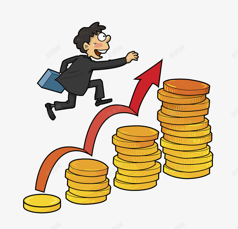 卡通金币上奔跑的男人png免抠素材_88icon https://88icon.com 卡通 商务 增长 奔跑 插图 理财 白领 金融