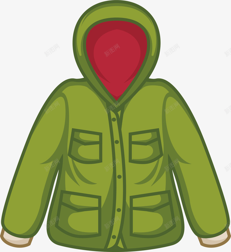 绿色冬季保暖棉服矢量图ai免抠素材_88icon https://88icon.com 冬季外套 棉服 矢量png 绿色外套 绿色棉服 羽绒服 矢量图
