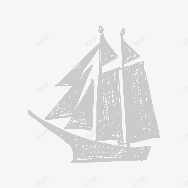 粉笔手绘帆船矢量图eps免抠素材_88icon https://88icon.com 粉笔手绘矢量帆船 矢量图