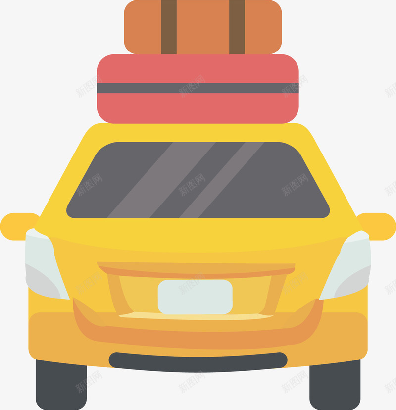 自驾出行黄色汽车矢量图ai免抠素材_88icon https://88icon.com 旅游季 毕业旅游 矢量png 自驾汽车 自驾游 黄色汽车 矢量图