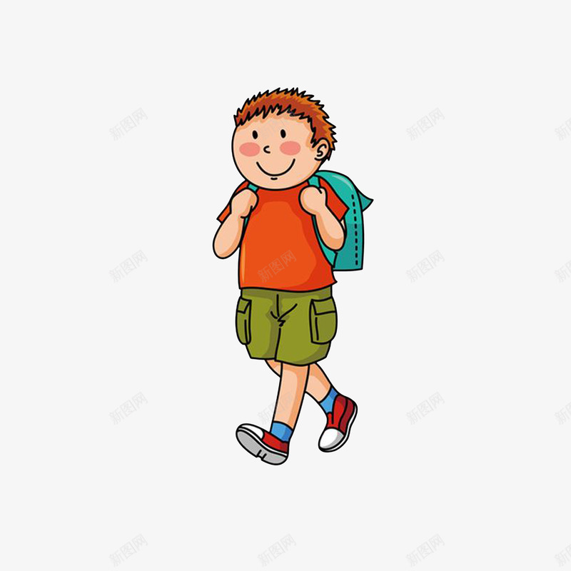 卡通背书包走路上学的男孩png免抠素材_88icon https://88icon.com 双肩背包 学生手绘 背书包 走路的男孩