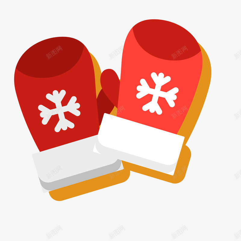 红色卡通手套矢量图ai免抠素材_88icon https://88icon.com 冬季 圣诞节 平安夜 手套 红色 雪花 矢量图
