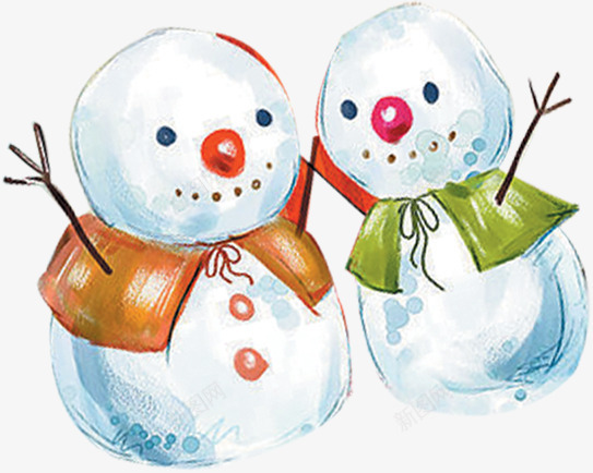 手绘白色水墨可爱雪人png免抠素材_88icon https://88icon.com 可爱 水墨 白色 雪人
