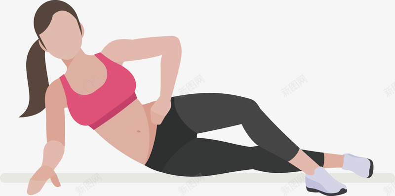 女士侧身运动矢量图eps免抠素材_88icon https://88icon.com 体力 瘦身 运动 锻炼 矢量图