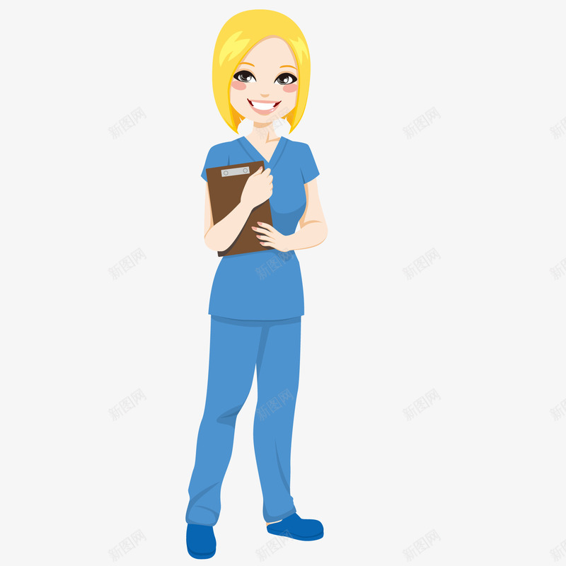 卡通穿蓝色衣服的护士矢量图ai免抠素材_88icon https://88icon.com 人物设计 医护人员 卡通 国际护士节 护士 矢量图