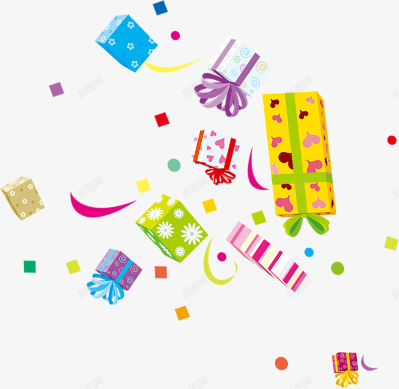 彩色卡通手绘礼物飘浮png免抠素材_88icon https://88icon.com 卡通 彩色 礼物 飘浮
