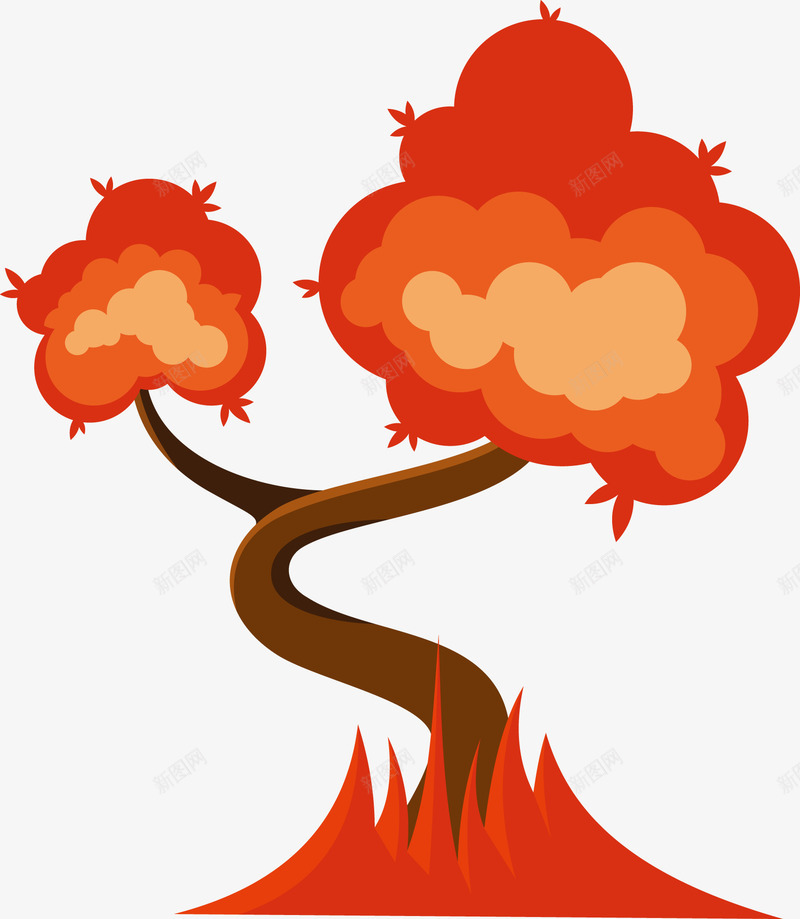 一颗橙色的火树木矢量图eps免抠素材_88icon https://88icon.com 一颗大树 树木 树木PNG 橙色 橙色树木 着火的树 矢量树木 矢量图