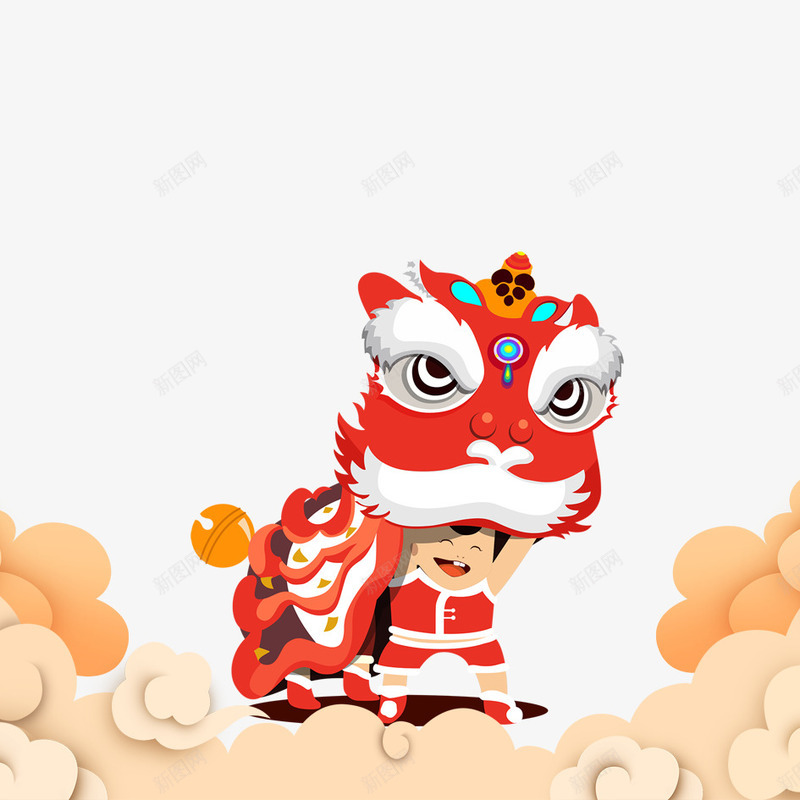 春节舞狮png免抠素材_88icon https://88icon.com 2018年 2018年狗年 卡通 喜庆 团聚 小孩子舞狮 彩绘舞狮 手绘 挥春 春节 狗年 狗年大吉 祝福 舞狮子 装饰