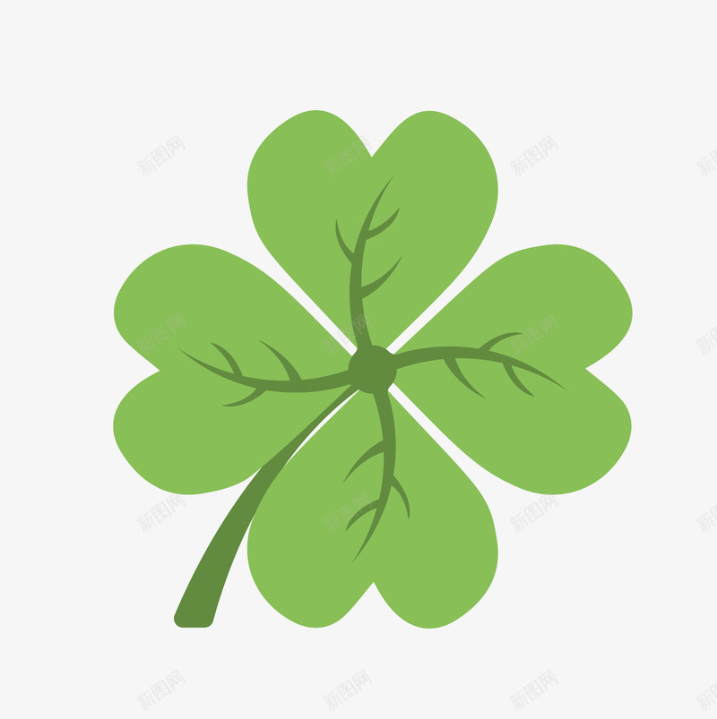 绿色四叶草植物小清新png免抠素材_88icon https://88icon.com 叶子 四叶草 小清新植物 绿色植物