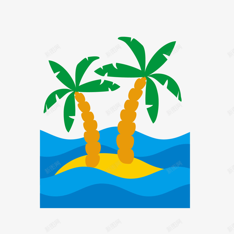 椰树矢量图ai免抠素材_88icon https://88icon.com 椰树 海报 海滩 海边 矢量图